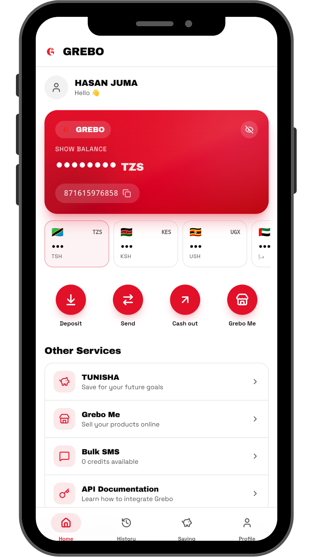 Grebo mobile app preview